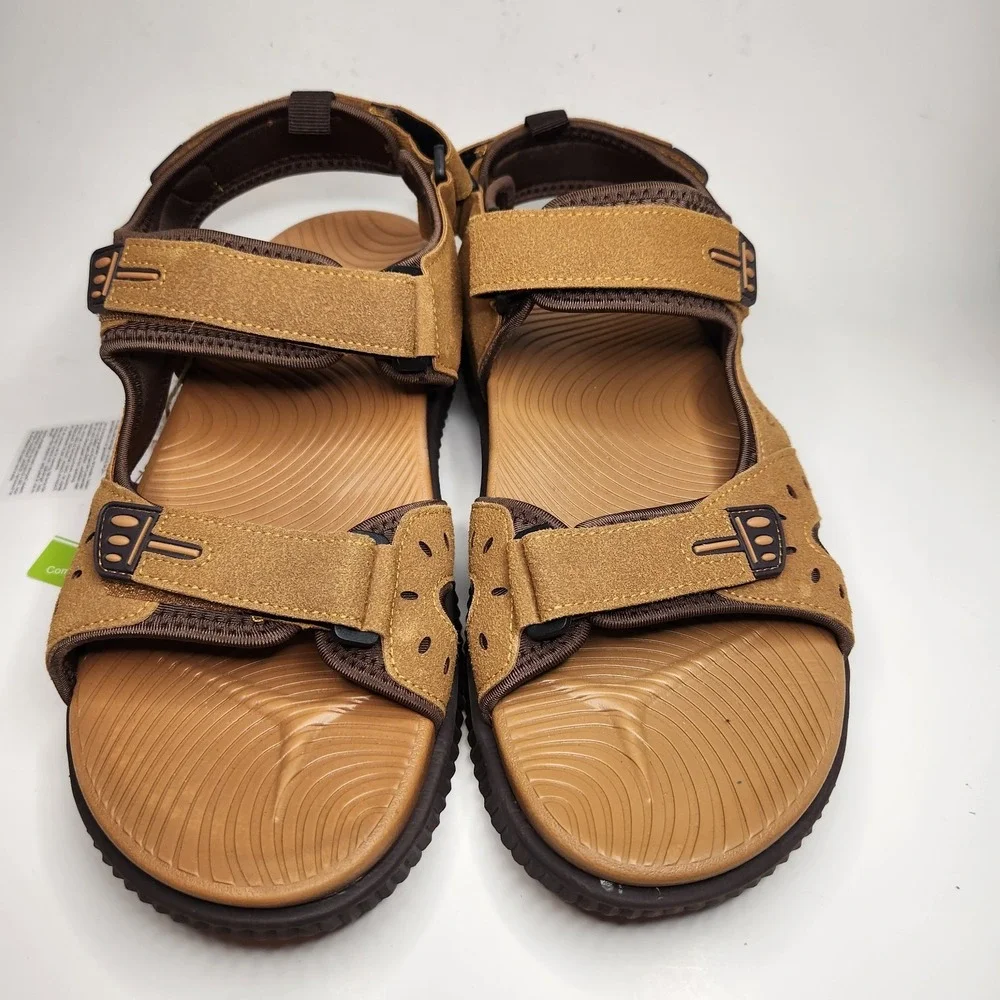 KuaiLu Orthopedic Hiking Sandals Mens 13 Suede Arch Support Walking Recovery